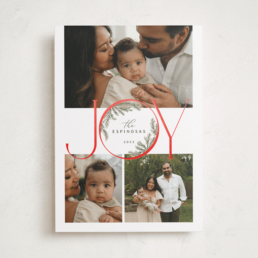 "Inner Pine Wreath" - Holiday Cards in Moss by Paula Pecevich - Front