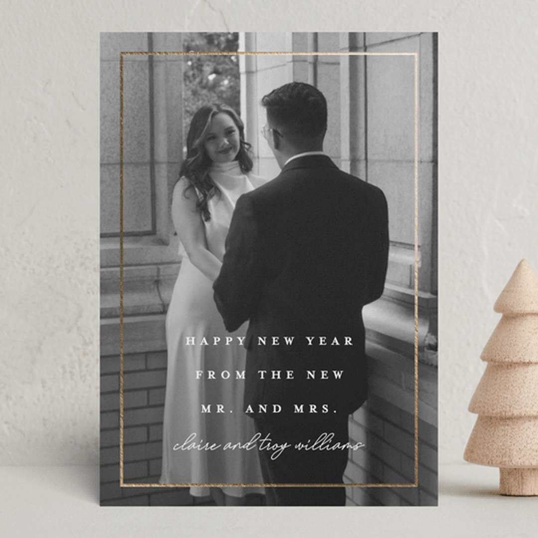 "New Mr. & Mrs." - Holiday Cards in Snow by Vanessa Doyle - Front