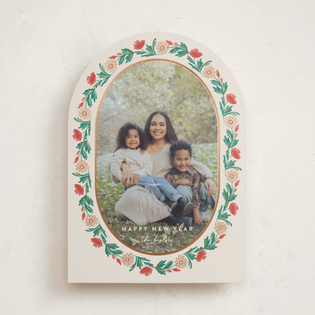 "Laurel Edge" - Holiday Cards in Eggnog by Amy Kross - Front