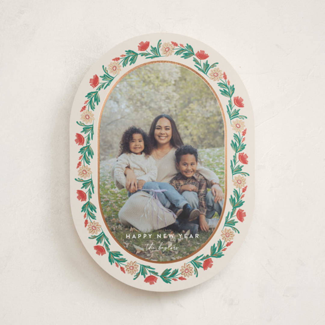 "Laurel Edge" - Holiday Cards in Eggnog by Amy Kross - Front