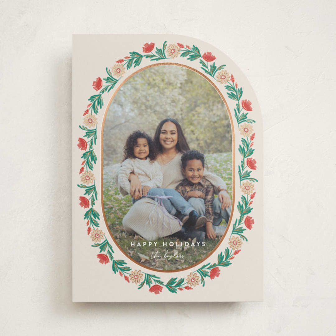 "Laurel Edge" - Holiday Cards in Eggnog by Amy Kross - Front