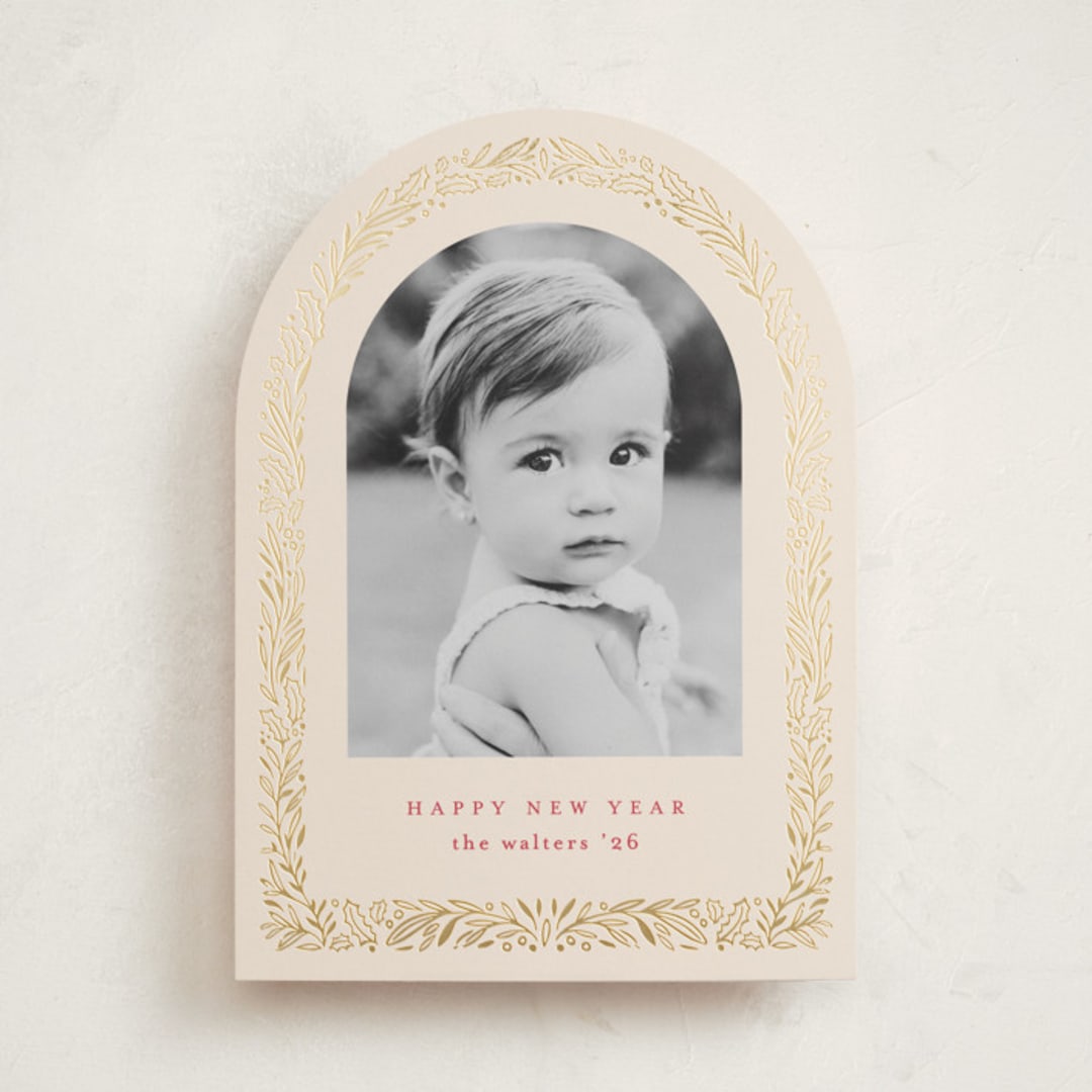 "Gilded Florals" - Holiday Cards in Eggnog by Mansi Verma - Front