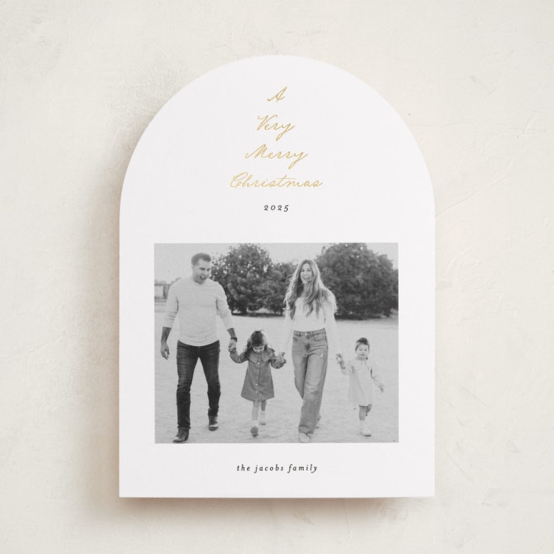 "Scripted Tree" - Holiday Cards in Snow by Ashley Iwafuchi - Front