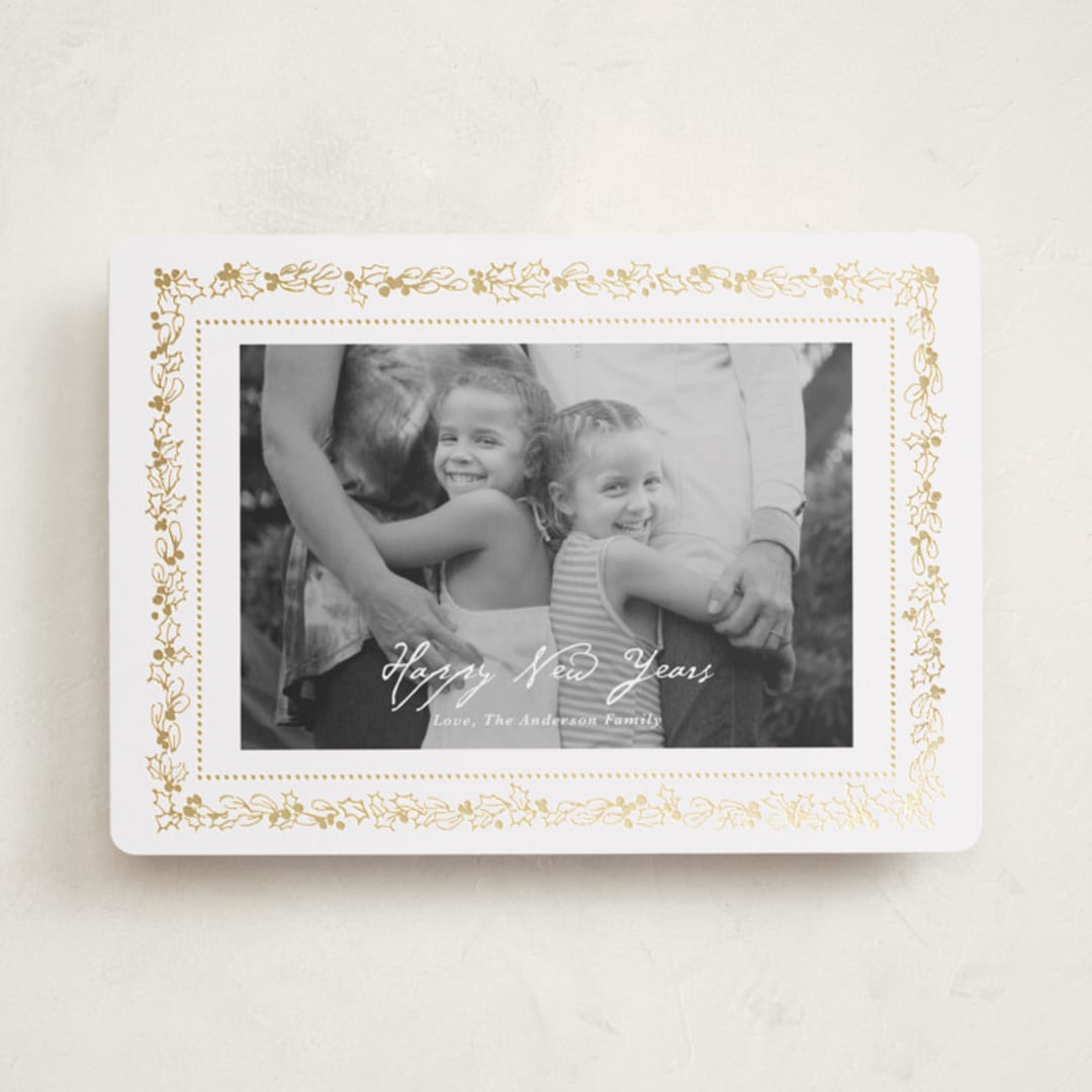 "Gilded botanical frame" - Holiday Cards in Snow by Cass Loh - Front