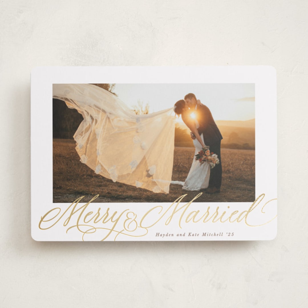 "Elegantly Married" - Holiday Cards in Cinnamon by Hooray Creative - Front