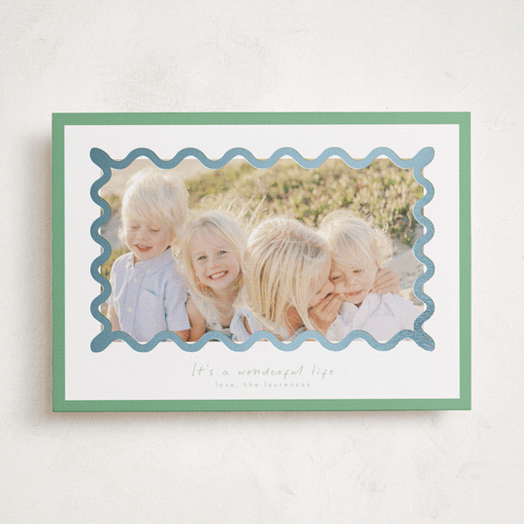 "Party Squiggle" - Holiday Cards in Spearmint by Blustery August - Front