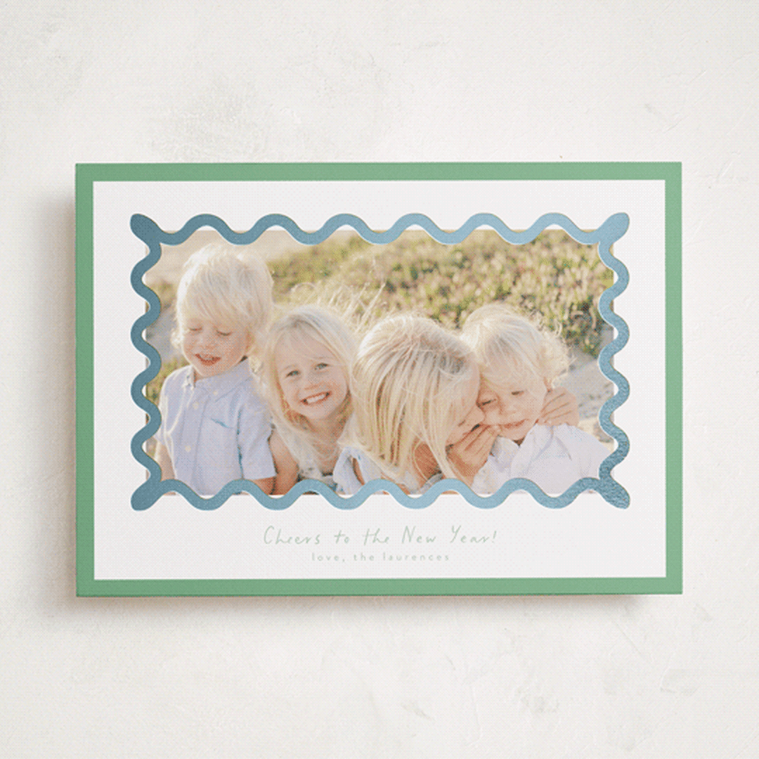 "Party Squiggle" - Holiday Cards in Spearmint by Blustery August - Front