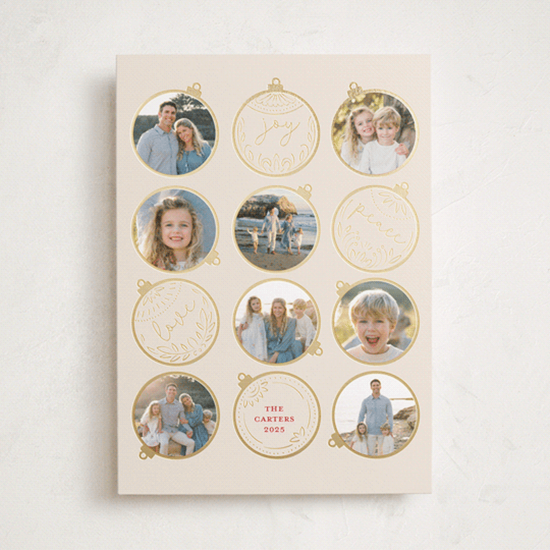 "Gilded ornaments" - Holiday Cards in Berry by Teju Reval - Front