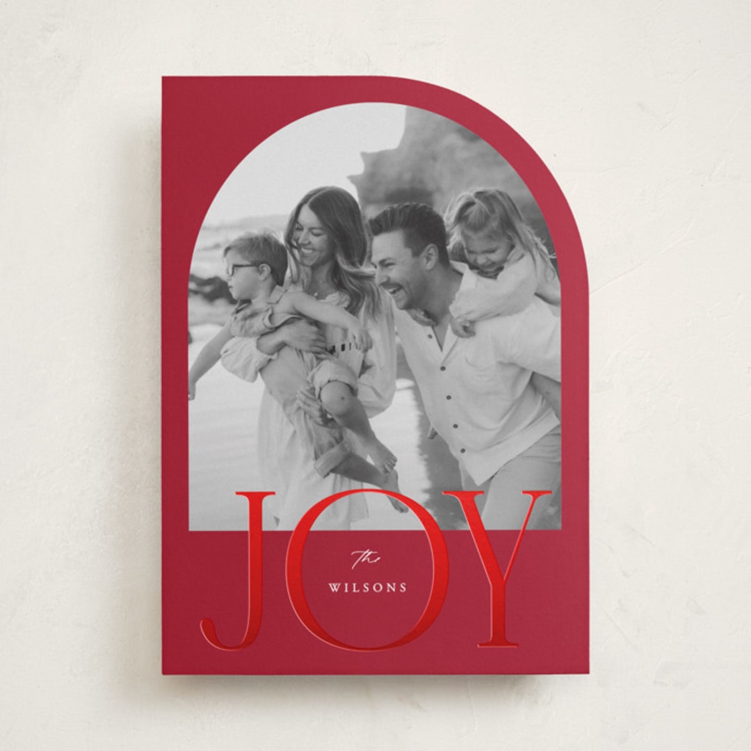"Joy Arch" - Holiday Cards in Cranberry by Brianne Larsen - Front