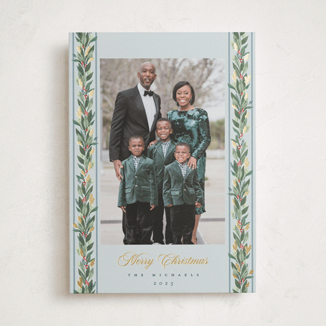 "evergreen garlands" - Holiday Cards in Winter Sky by Rebecca Durflinger - Front