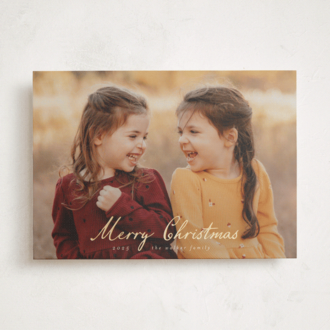 "Winter Greetings" - Holiday Cards in Snow by Ashley Iwafuchi - Front