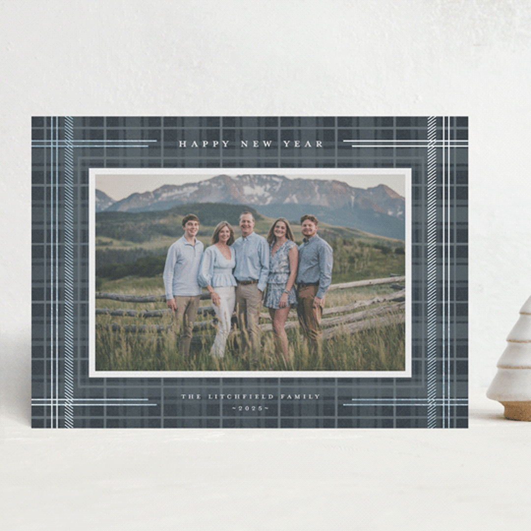 "Flannel" - Holiday Cards in Navy by Wildfield Paper Co - Front