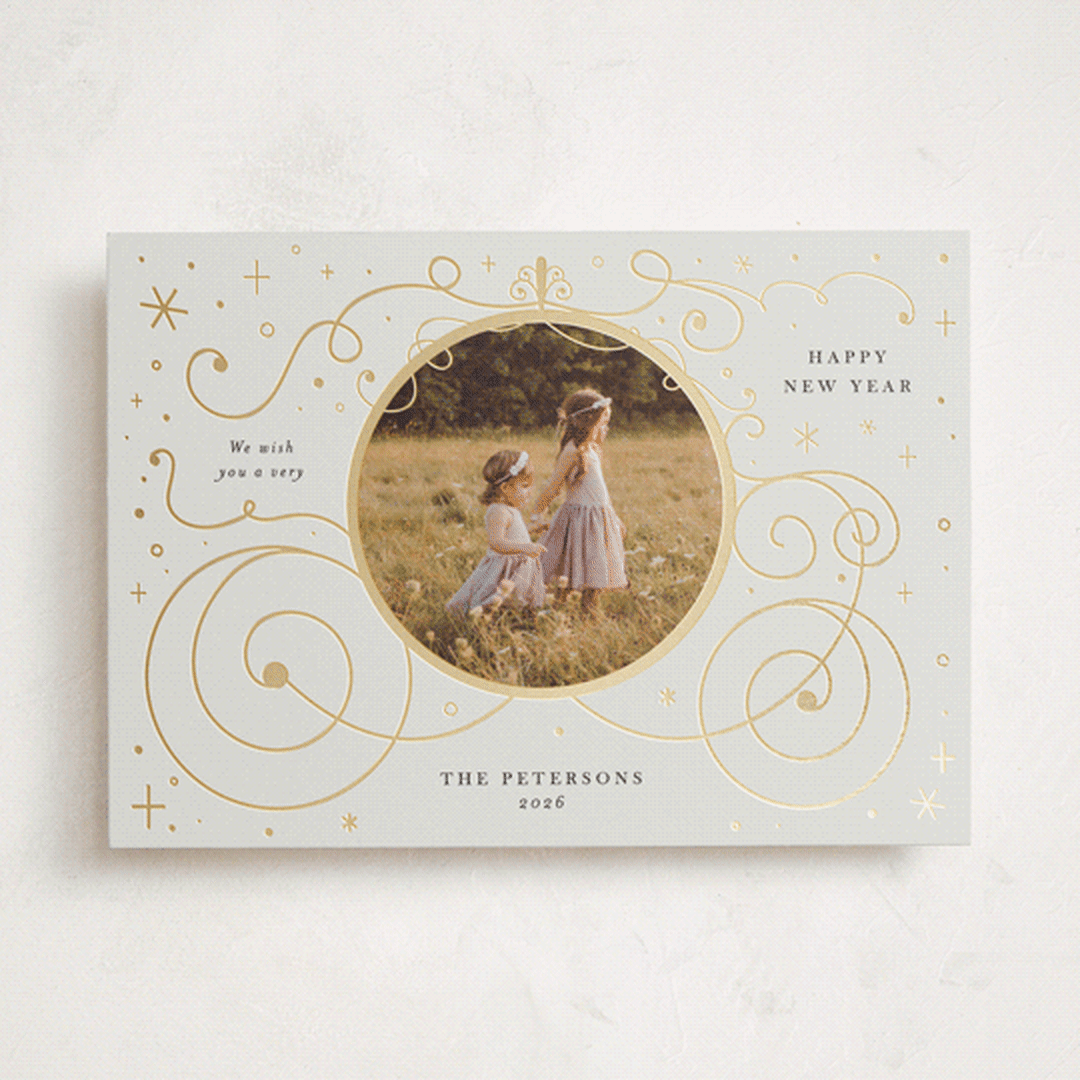 "Disney's Cinderella Carriage" - Holiday Cards in Ivory by Amy Payne - Front