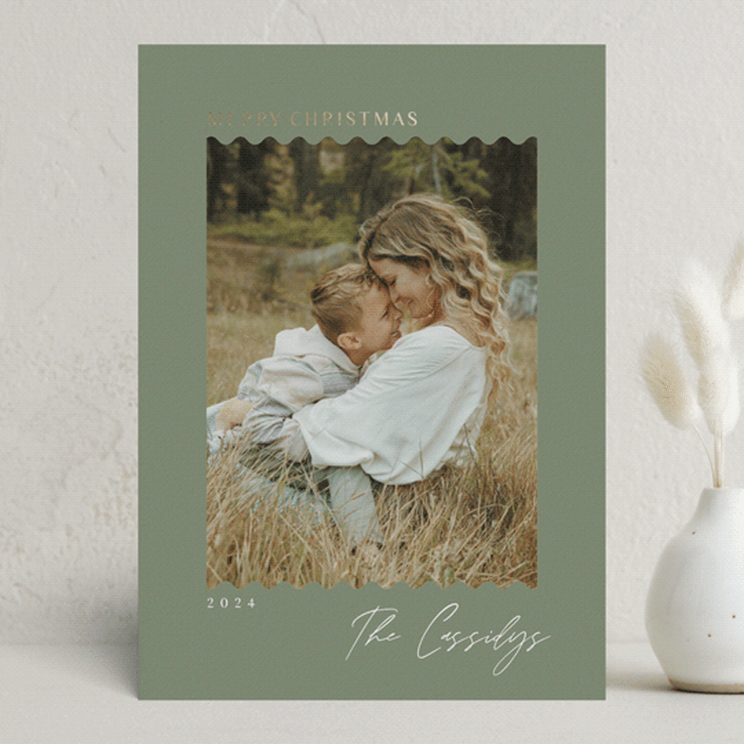 "Joy Ride" - Holiday Cards in Sage by Yaling Hou Suzuki - Front