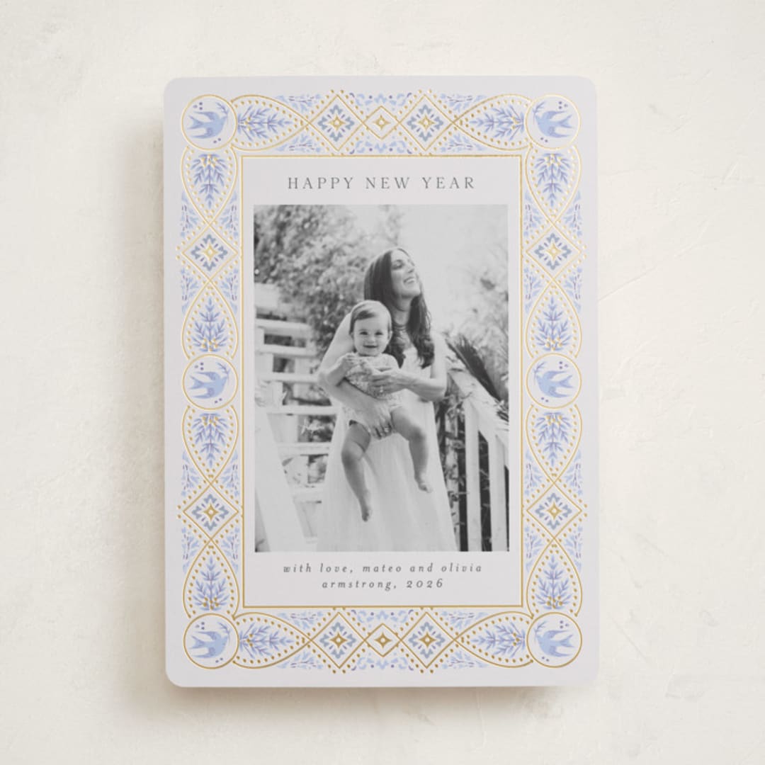 "Symbols of Faith" - Holiday Cards in Blue Spruce by Ana de Sousa - Front