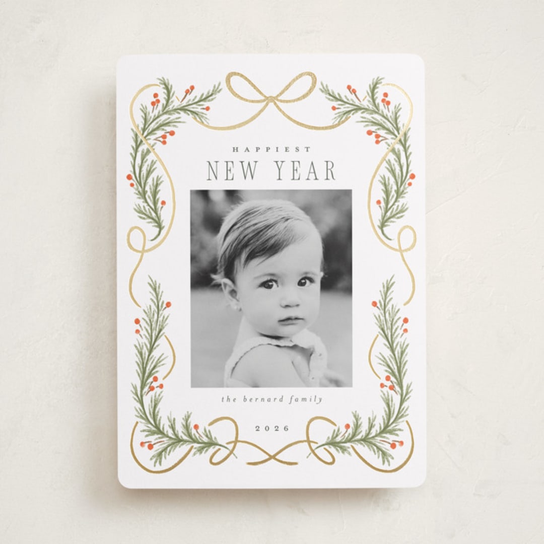 "Curling RIbbon" - Holiday Cards in Snow by Laura Hankins - Front