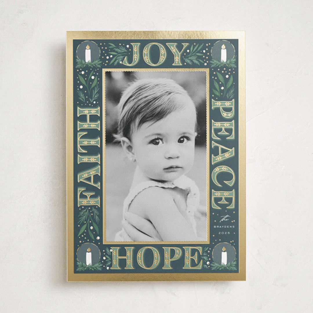 "Advent Candles" - Holiday Cards in Blue Jay by Leah Bisch - Front