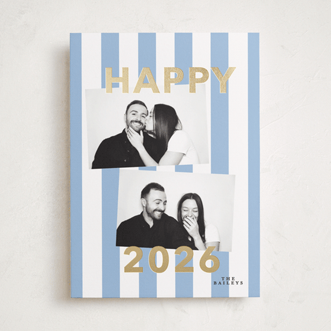 "Bold Stripe" - Holiday Cards in Periwinkle by Angela Thompson - Front