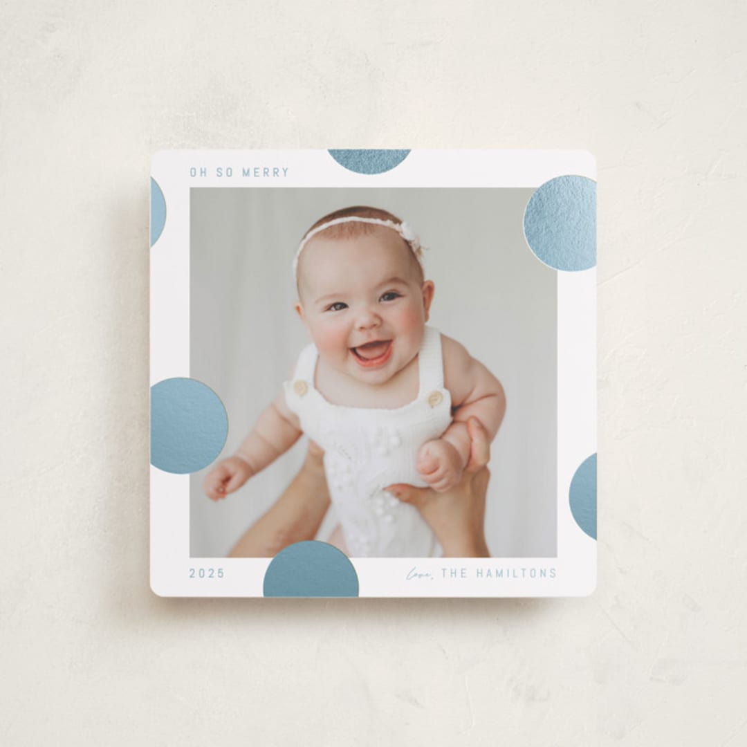 "Pompom" - Holiday Cards in Blue Jay by Blustery August - Front