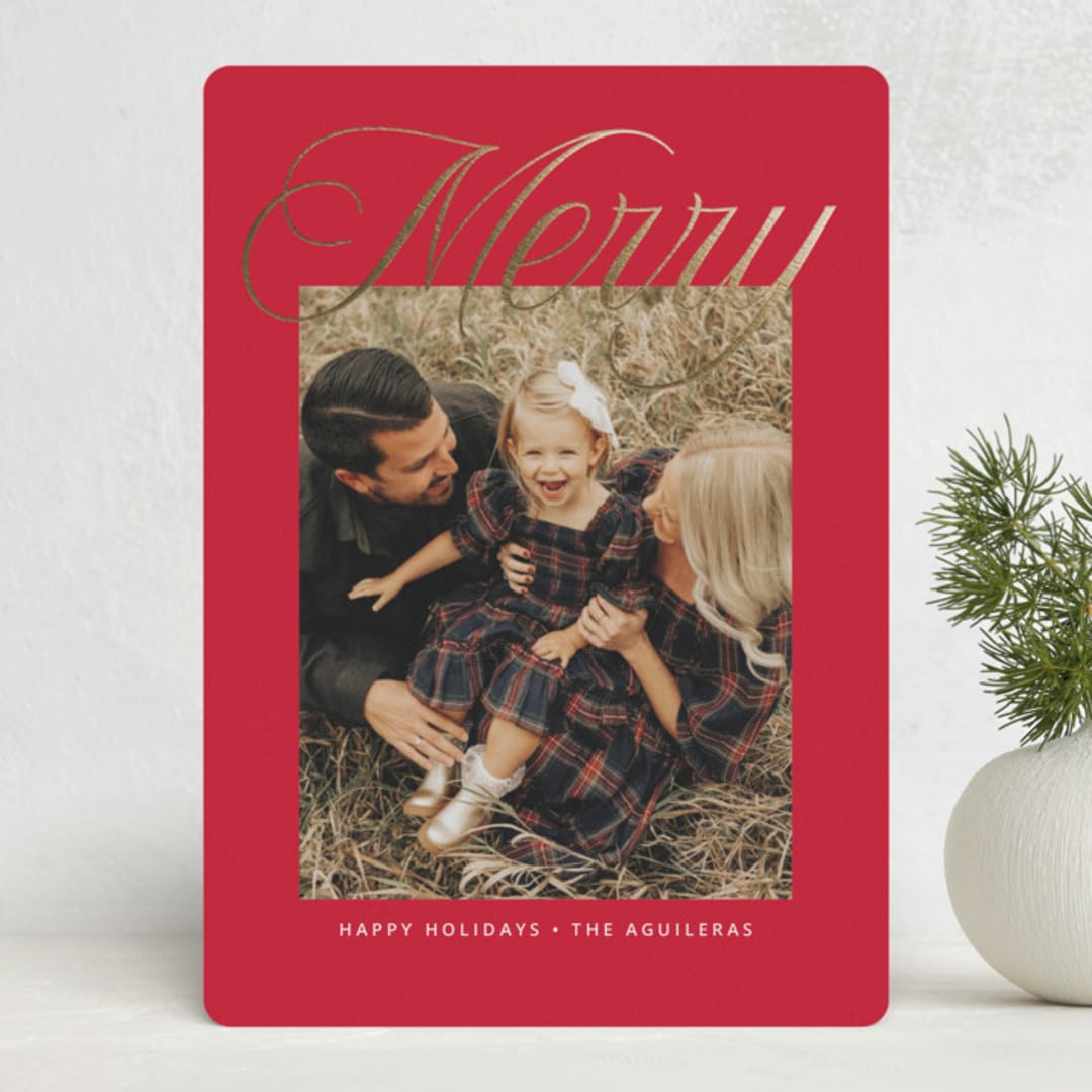 "Merry Overlay" - Holiday Cards in Reindeer Nose by Susan Asbill - Front