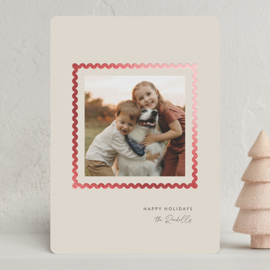 "Rick Rack Frame" - Holiday Cards in Creme by mo kelley - Front