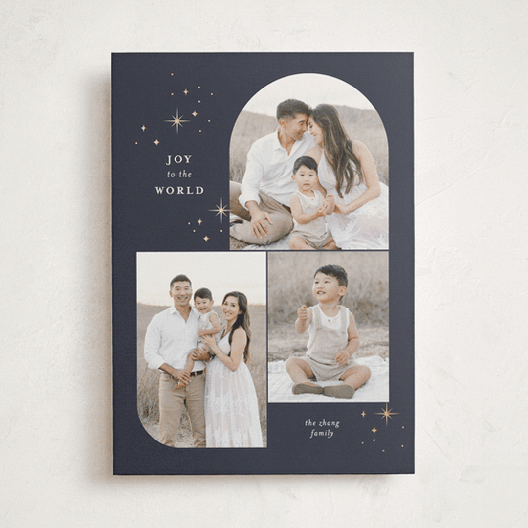 "Joy Trio" - Holiday Cards in Midnight by Pixel and Hank - Front