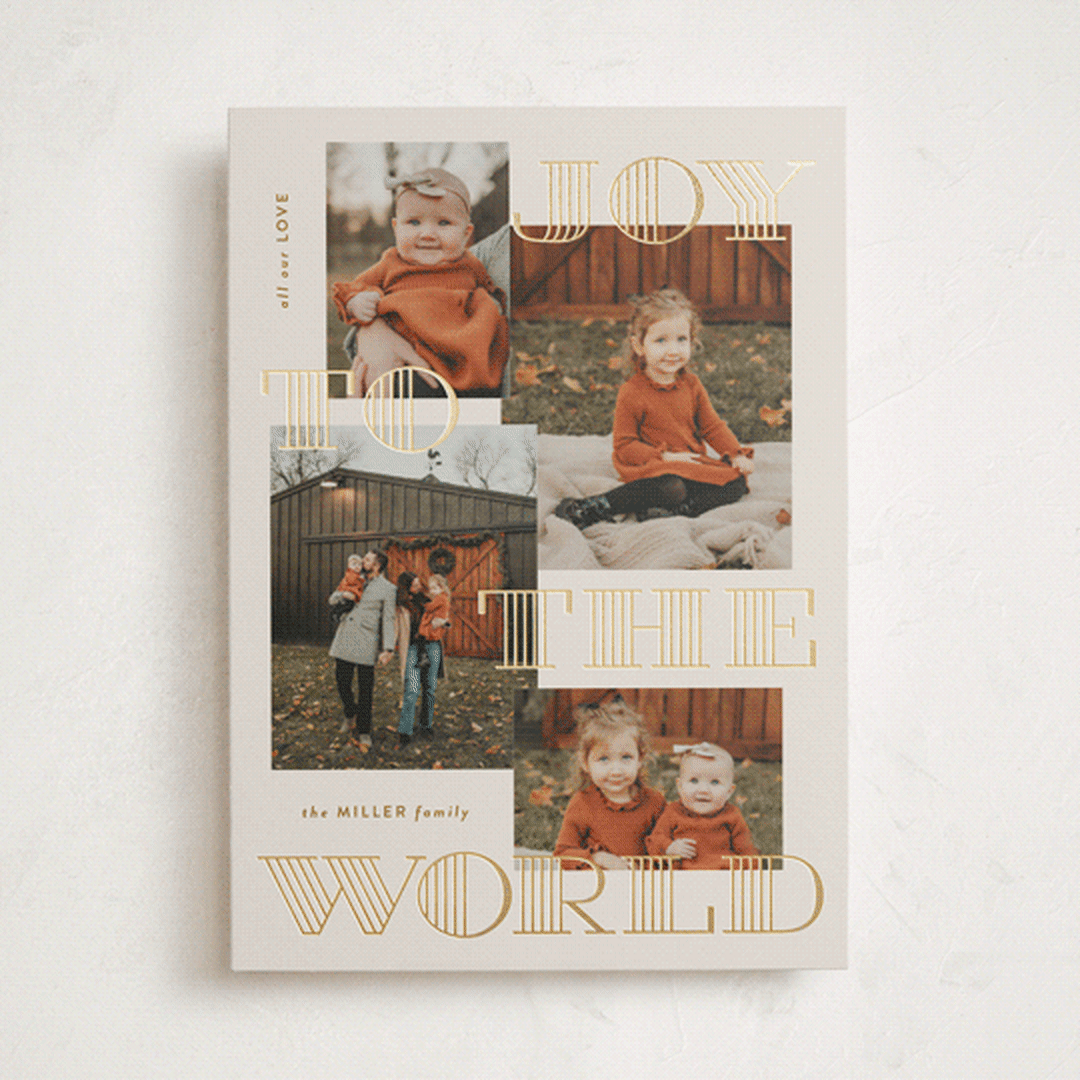 "Engraved Joy" - Holiday Cards in Goldenrod by Inkblot Design - Front