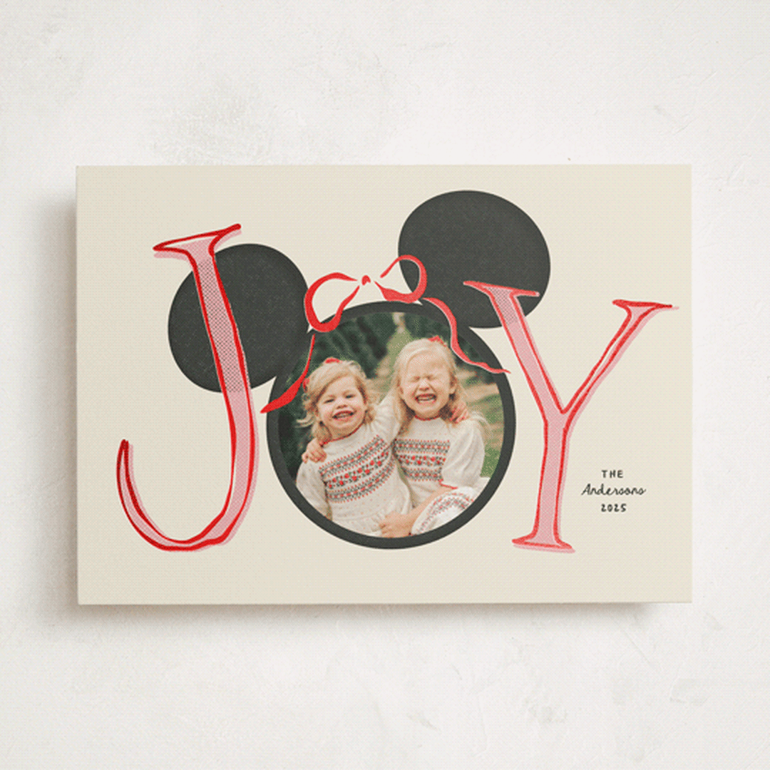 "Disney Mickey O Joy" - Holiday Cards in Champagne by Kamala Nahas - Front