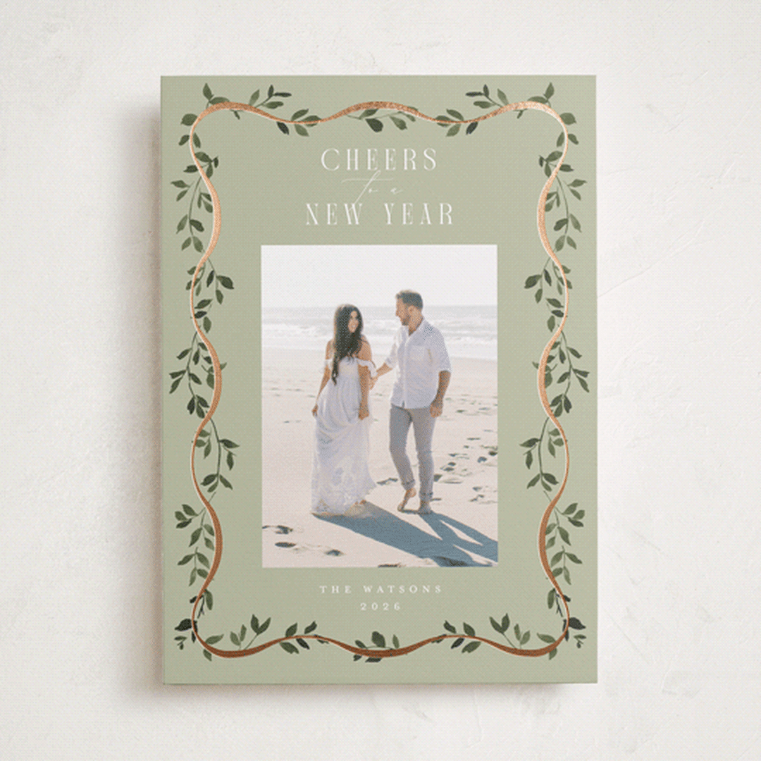"Adorn Framed" - Holiday Cards in Sage by Everett Paper Goods - Front