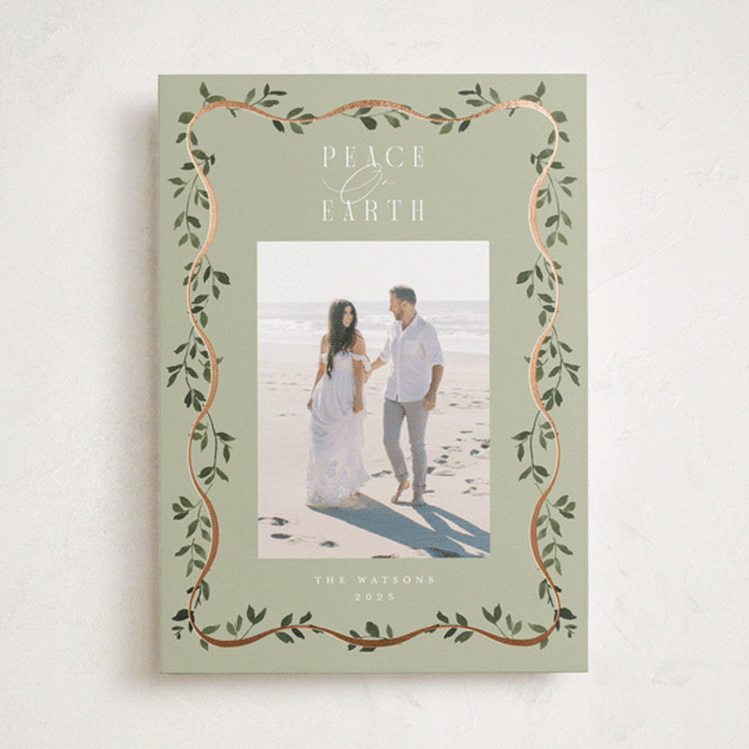 "Adorn Framed" - Holiday Cards in Sage by Everett Paper Goods - Front