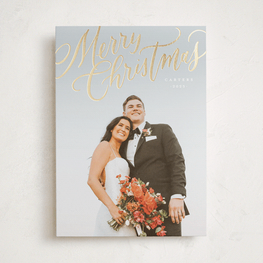 "Modern Merry Christmas" - Holiday Cards in Winter Rose by Wildfield Paper Co - Front