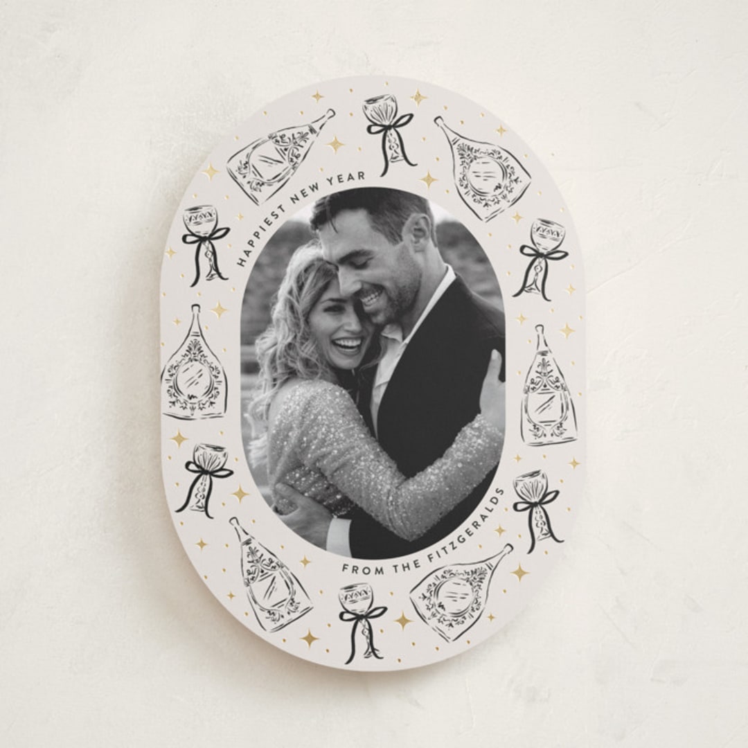 "Champagne New year" - Holiday Cards in Noir by Jackie Crawford - Front