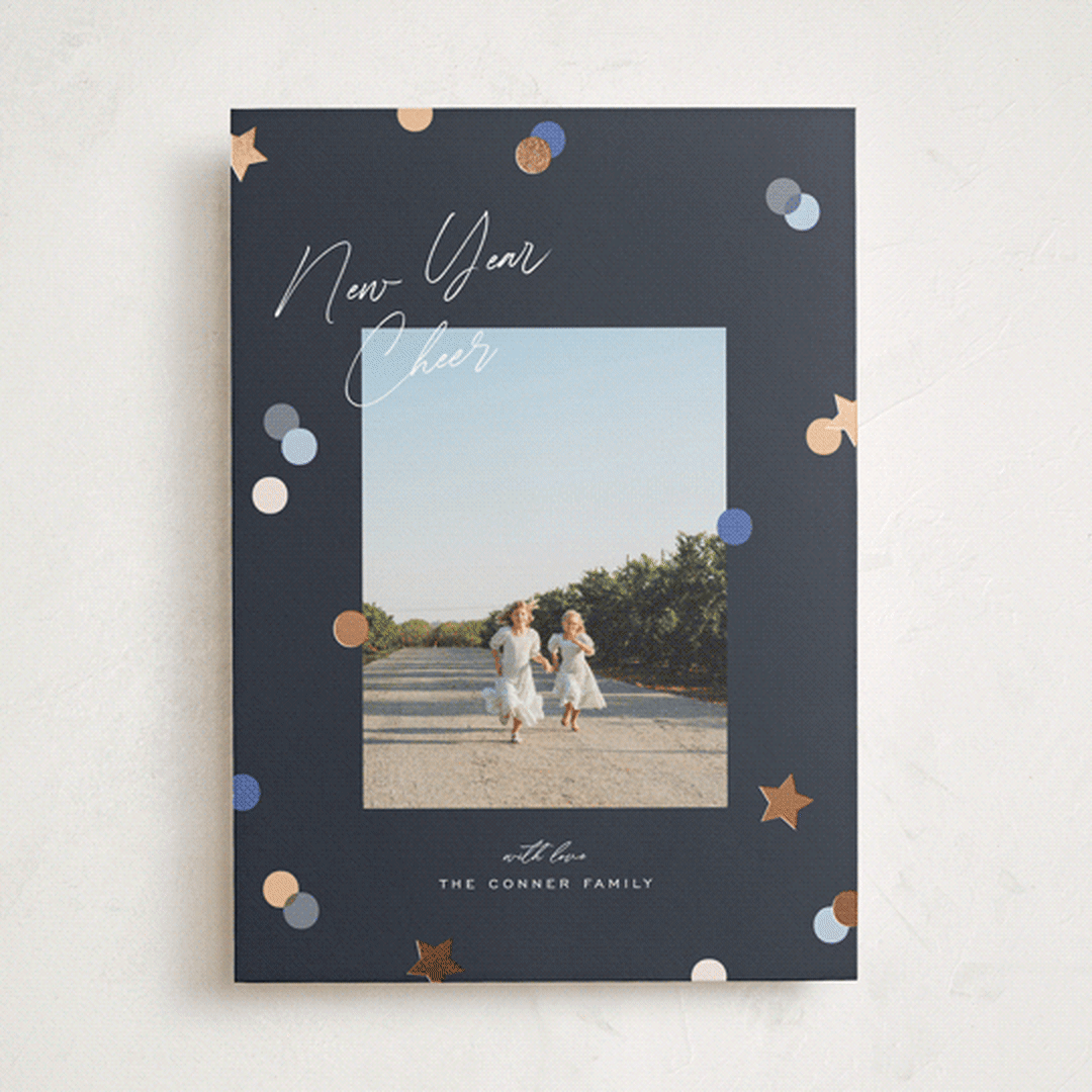 "Confetti Cheers" - Holiday Cards in Blue Jean by Pixel and Hank - Front
