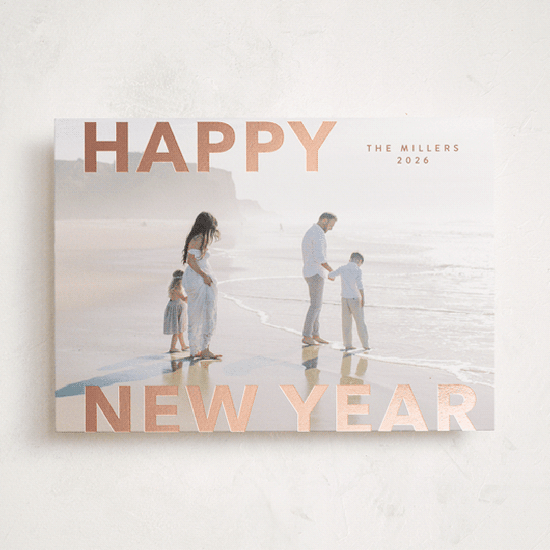 "Modern Type" - Holiday Cards in Rose by Angela Thompson - Front