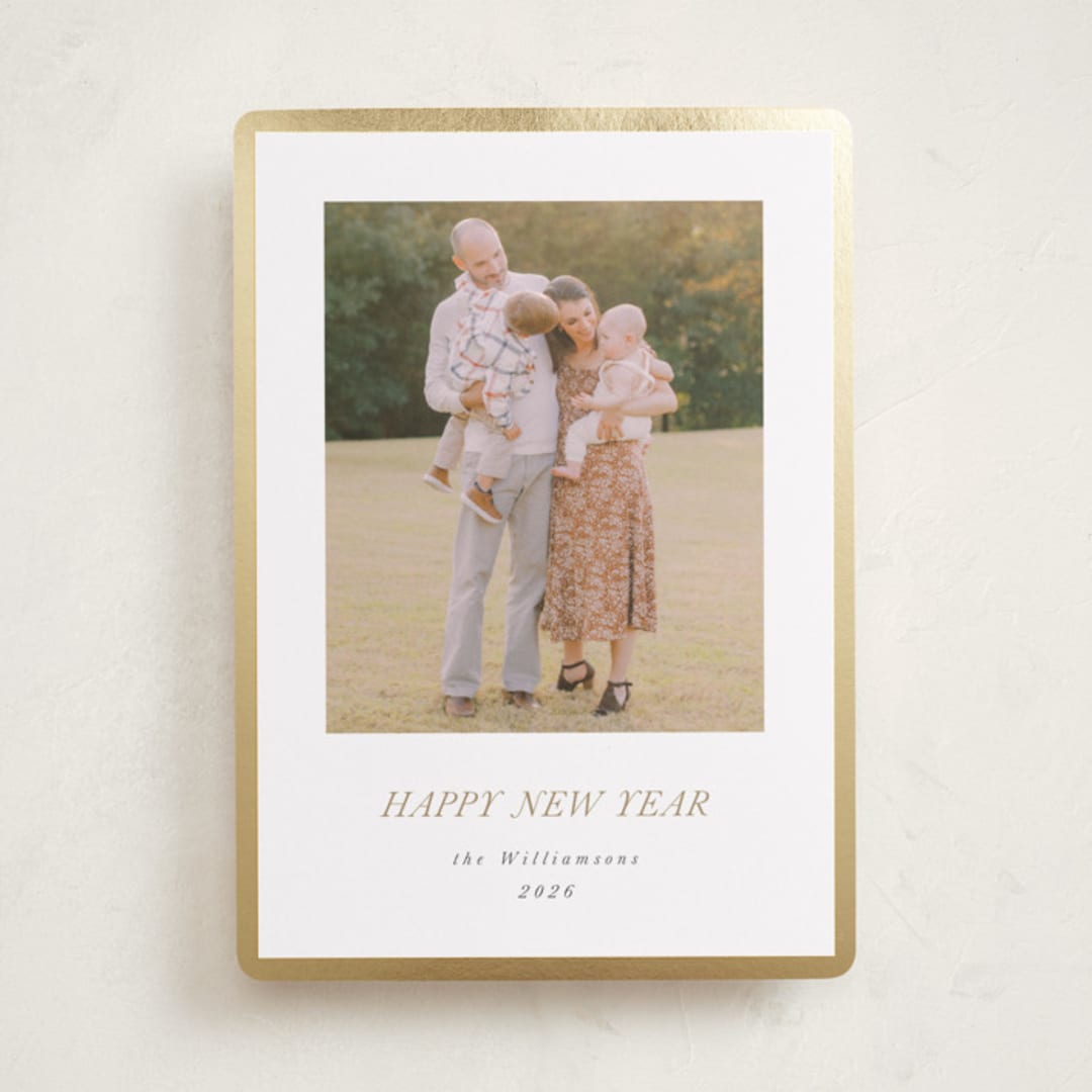 "Bordered" - Holiday Cards in Champagne by Jenna Holcomb - Front