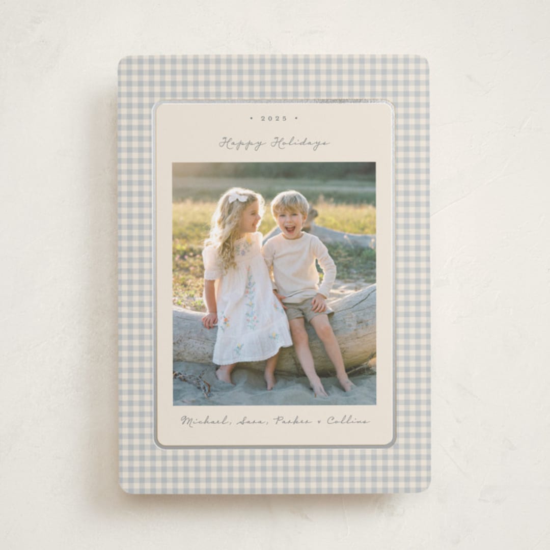 "Gingham Vintage" - Holiday Cards in Ash by Emily Betts - Front