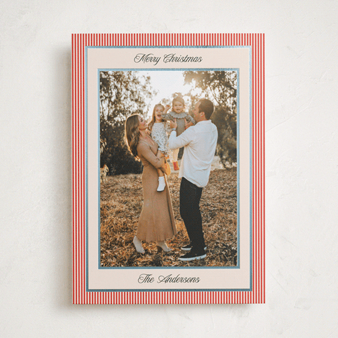 "Little Stripes" - Holiday Cards in Ruby by Annie Shapiro - Front