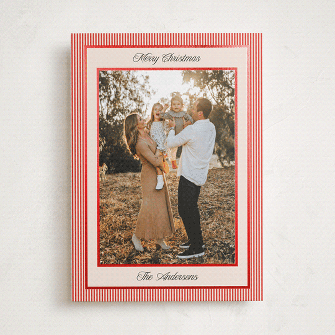 "Little Stripes" - Holiday Cards in Ruby by Annie Shapiro - Front