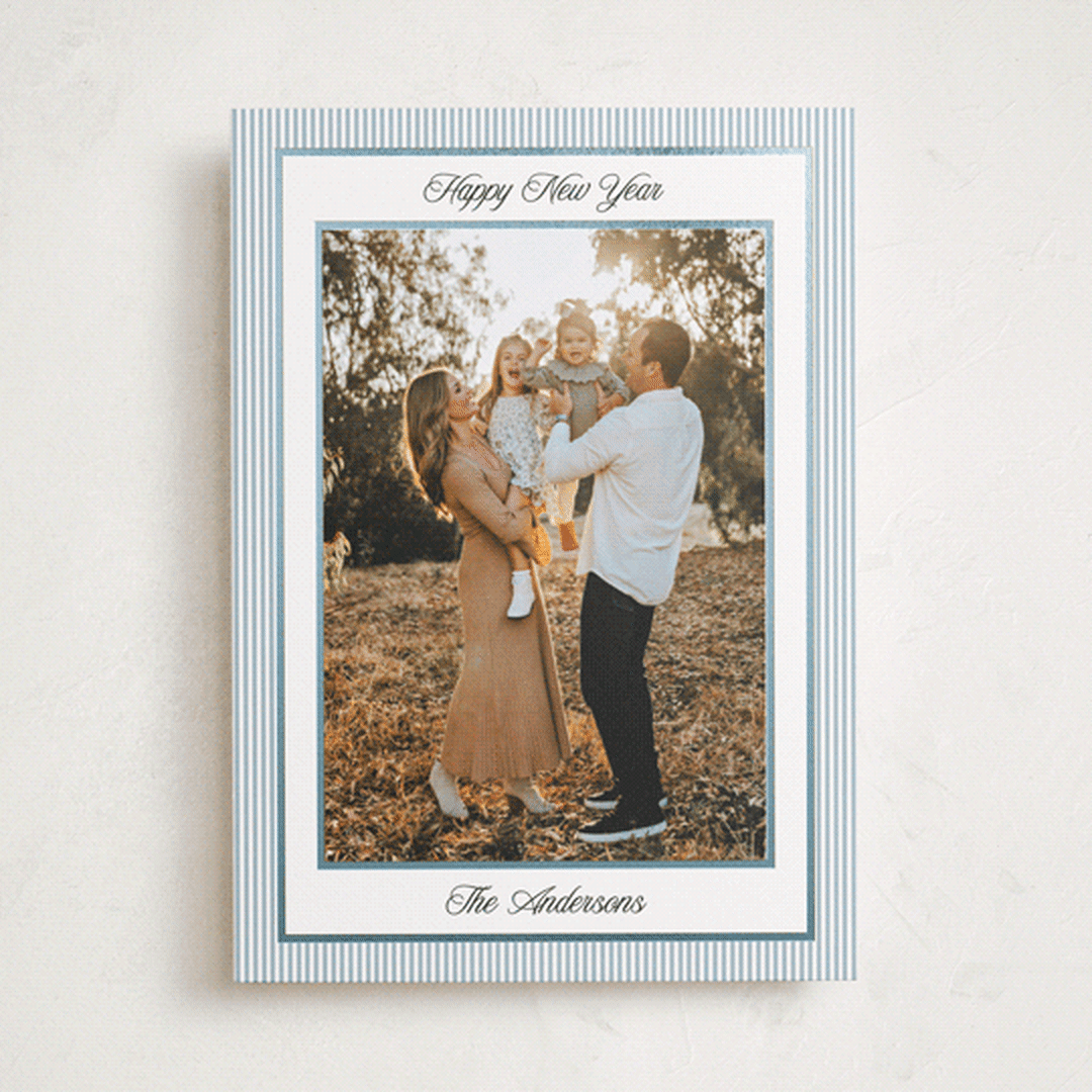 "Little Stripes" - Holiday Cards in Pool by Annie Shapiro - Front