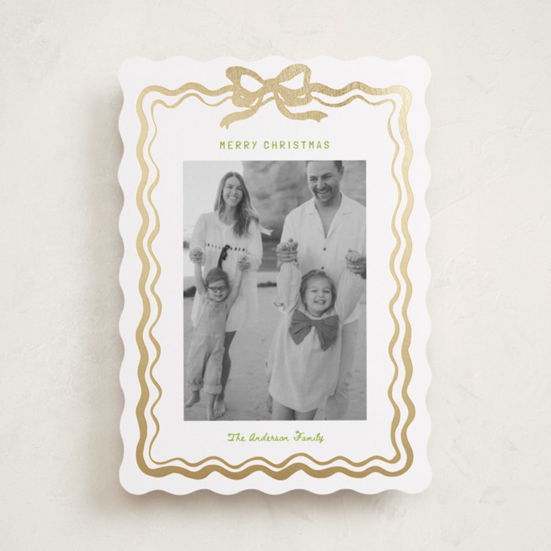 "watercolor ribbon frame" - Holiday Cards in Sage by Cass Loh - Front