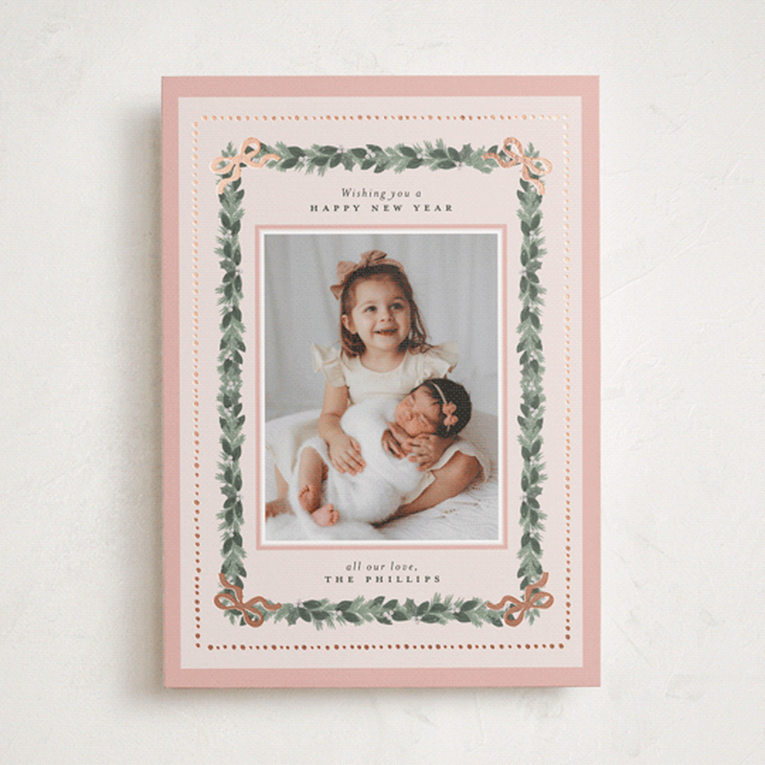 "Sugarpine" - Holiday Cards in Blush by Itsy Belle Studio - Front