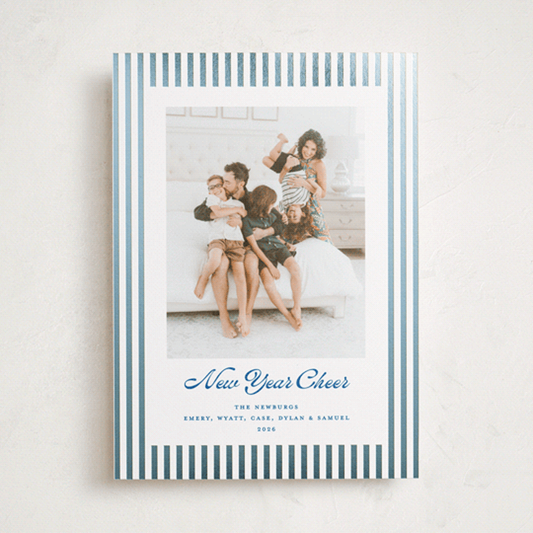 "Mini Cabana Stripes" - Holiday Cards in Ocean by Erika Firm - Front