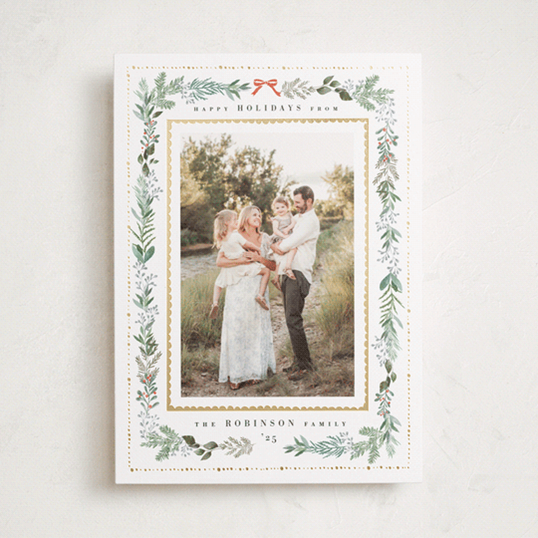 "Greenery & Gold" - Holiday Cards in Fir by Hannah Williams - Front