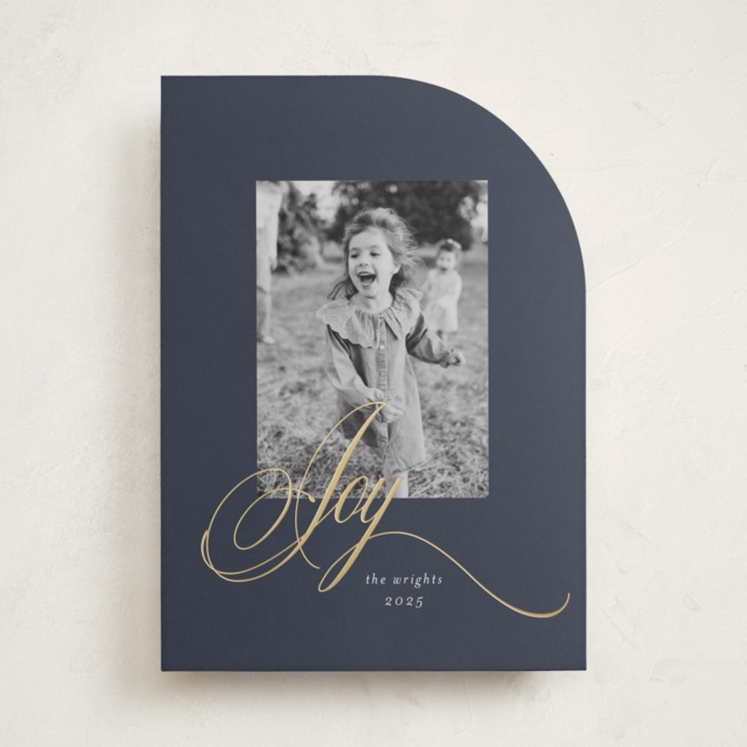 "Joy" - Holiday Cards in Midnight by Melinda Denison - Front