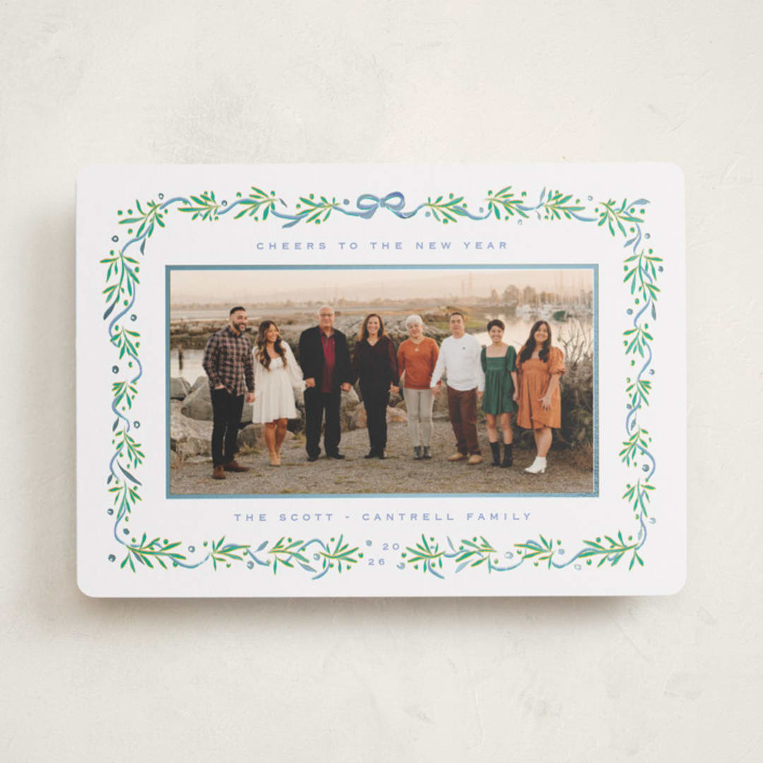 "Le Ruban" - Holiday Cards in Frost by Gwen Bedat - Front