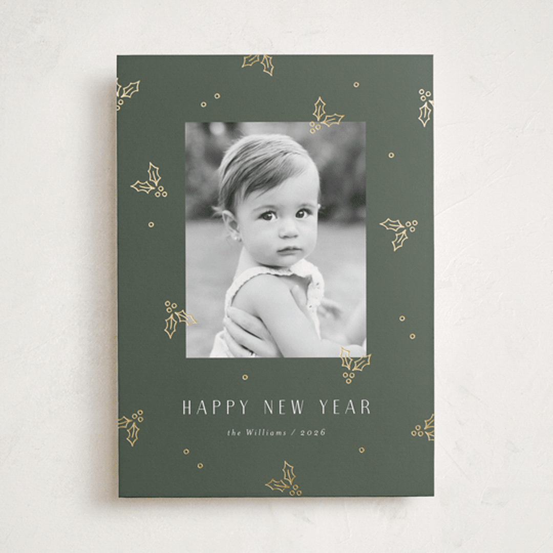 "Jolly Holly" - Holiday Cards in Evergreen by Michelle Taylor - Front