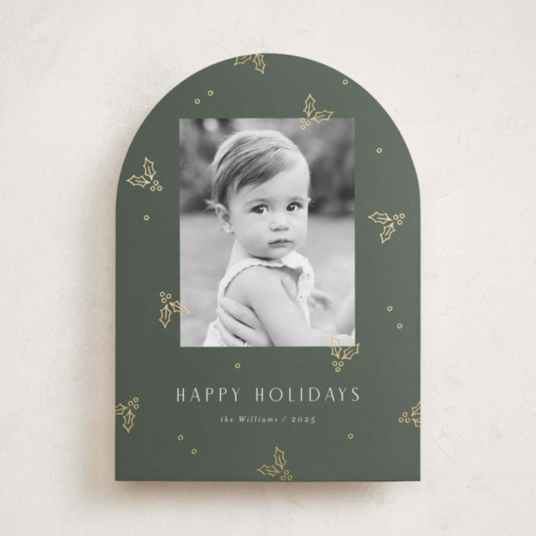 "Jolly Holly" - Holiday Cards in Evergreen by Michelle Taylor - Front