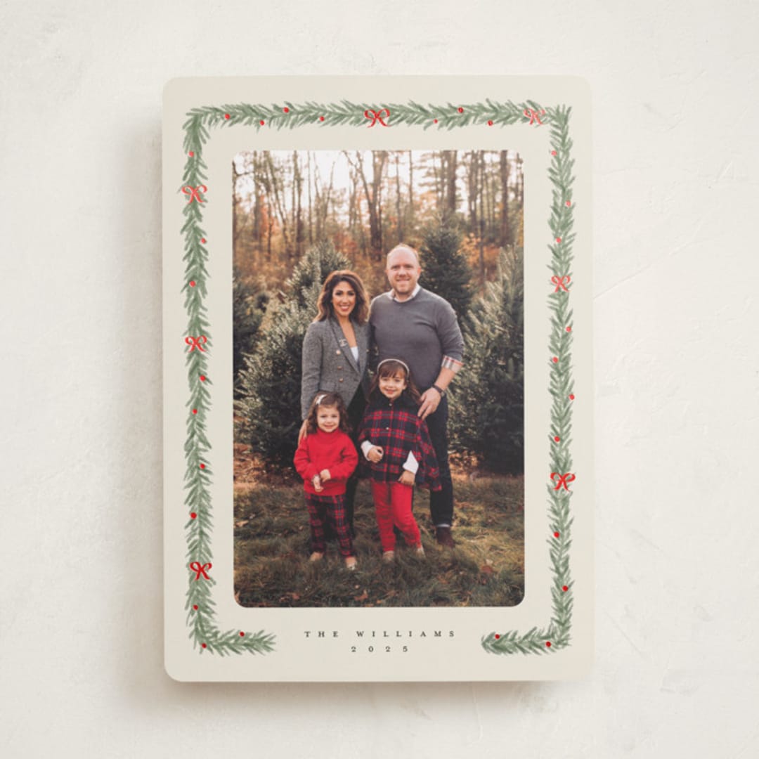 "pine and bow" - Holiday Cards in Eggnog by Adelyn T. - Front
