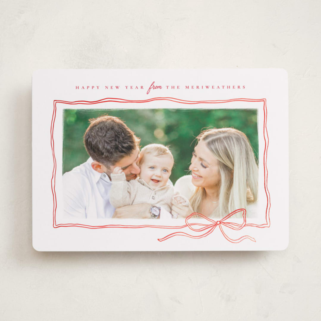 "Bow Sketch" - Holiday Cards in Ribbon by Wildfield Paper Co - Front