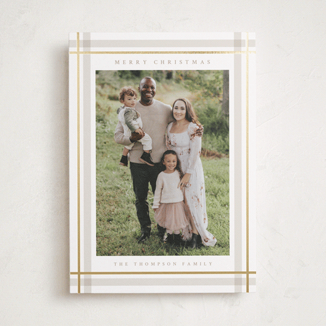 "Traditional Plaid" - Holiday Cards in Tan by Ashley Presutti Beasley - Front